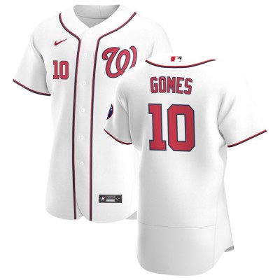 Washington Washington Nationals #10 Yan Gomes Men's Nike White Home 2020 Authentic Player MLB Jersey